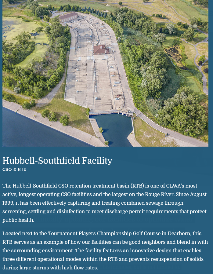 Aerial view of the Hubbell-Southfield CSO retention treatment basin, on of GLWA's most active.