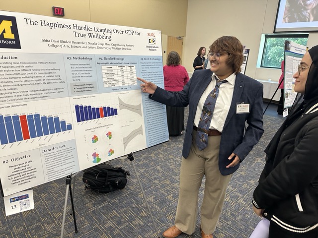 Ishita Desai showing off her research