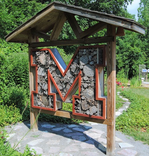 Insect hotel in the shape of the M block at the EIC