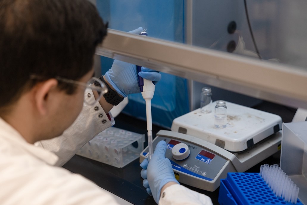 Student working in a lab