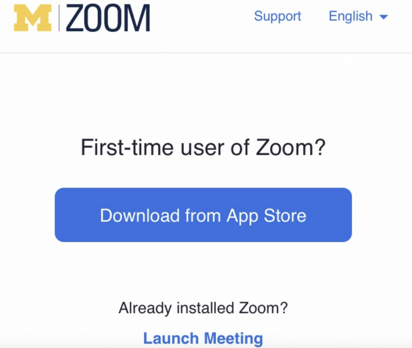 screenshot of how to launch/join zoom meeting