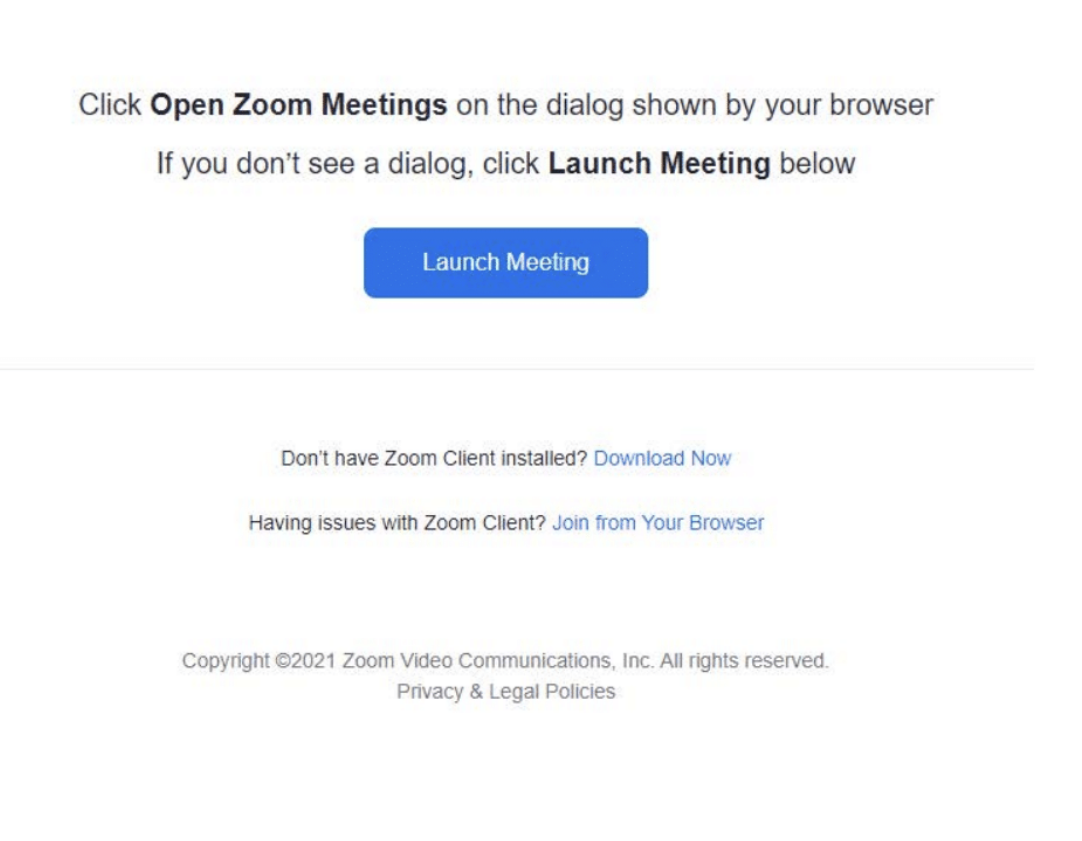 Screenshot of how to launch meeting on Zoom