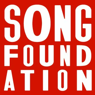 The words “Song Foundation” appear in large, bold, white uppercase letters stacked in two lines against a bright red square background.