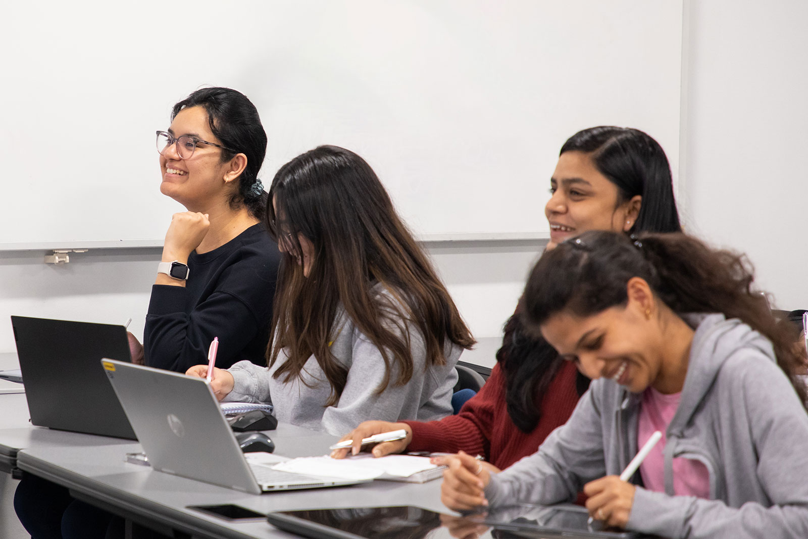 Students smiling during class