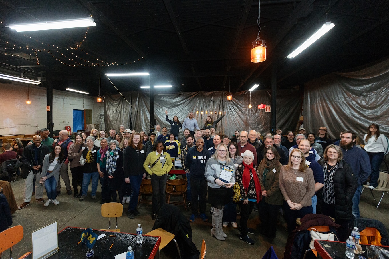 A group of people gathered at a local Dearborn brewery to play games.