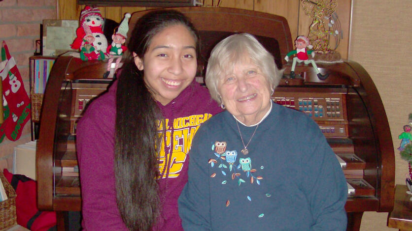 Maya Gallo with her grandma