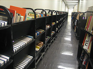 Library books ready to be indexed by Google