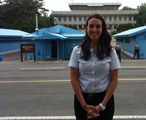 Monica Eraqi stands at the DMZ