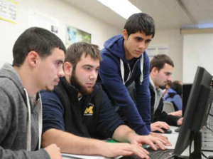 ECE major Zach Degeorge (second from left) tutored ECE 270 this fall