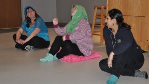 Students rehearse for the upcoming production of "Hijabi Monologues"