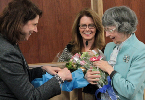 Mary Ann Zawada receives flowers