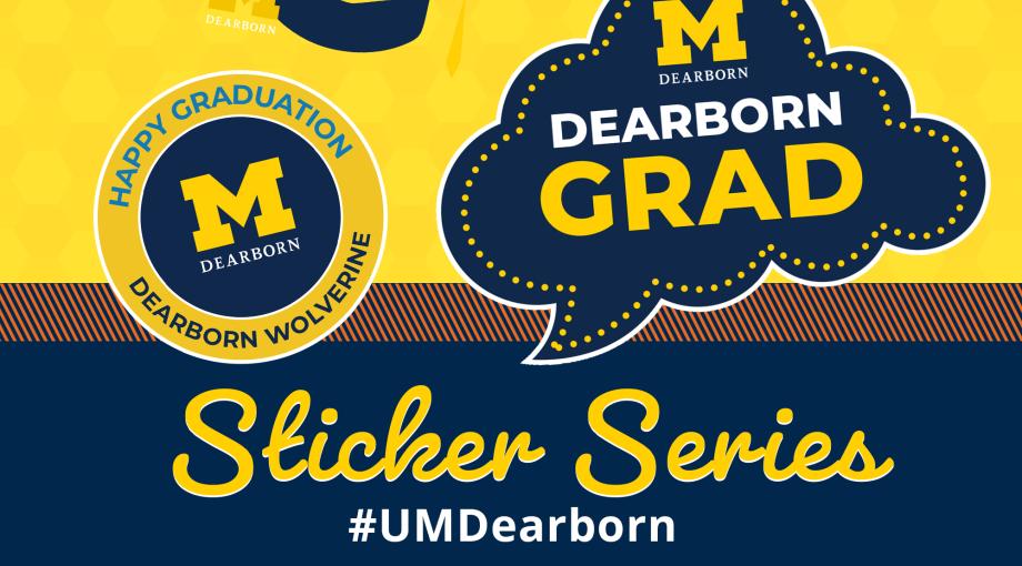 Sticker Series #UMDearborn. Gif stickers used to celebrate commencement on social media.