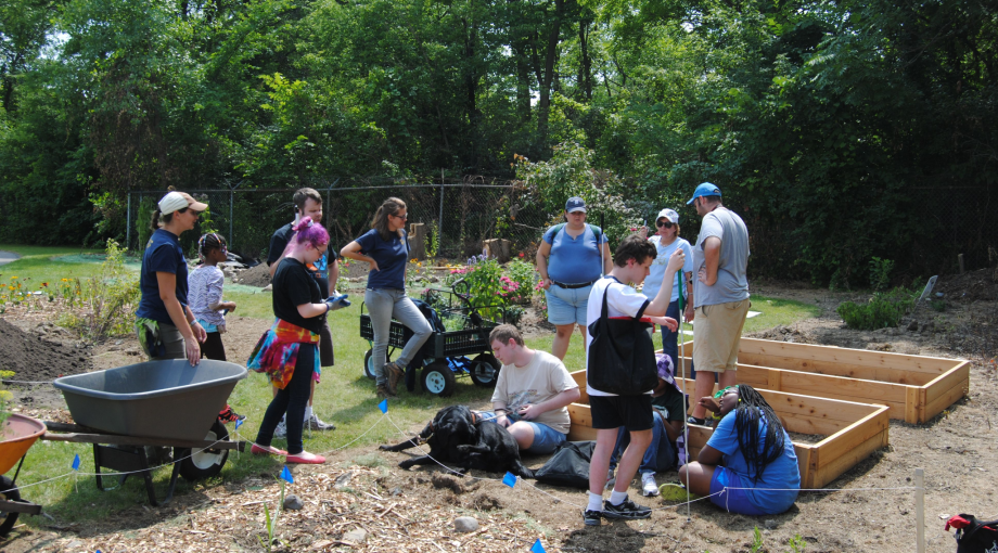 Group volunteer to plant garden plots