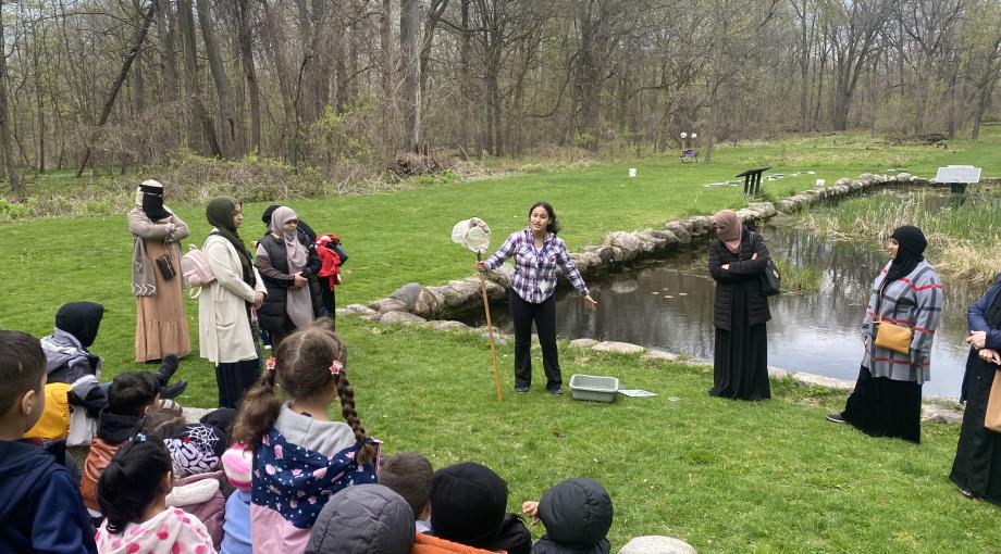 Naturalist leads a program at EIC Rose Garden Pond