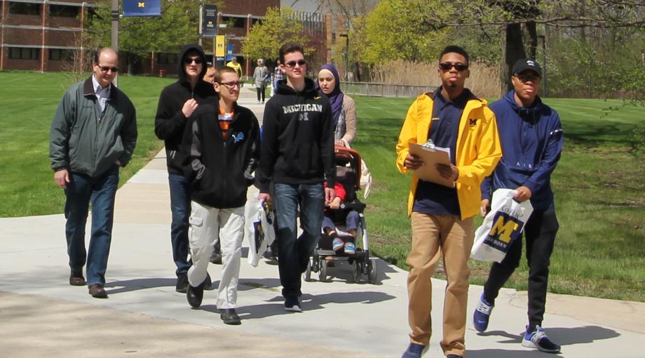 Students on a campus tour at UM-Dearborn.