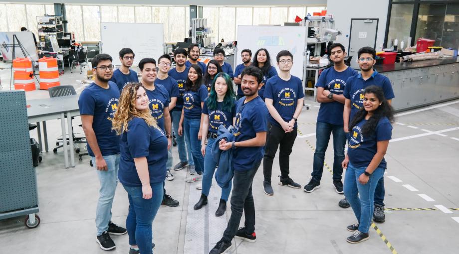  College of Engineering and Computer Science graduate students who participated in the E-Challenge competition gather for a photo in the IAVS High Bay back in early March. In all, 53 faculty, staff and students participated on the universitywide team 