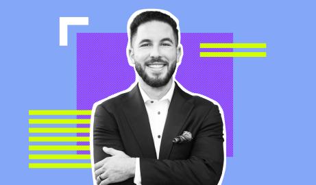 A colorful graphic featuring a headshot of Dearborn Mayor Abdullah Hammoud