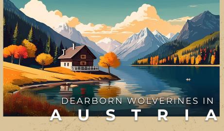 Travel poster treatment of Austrian scene