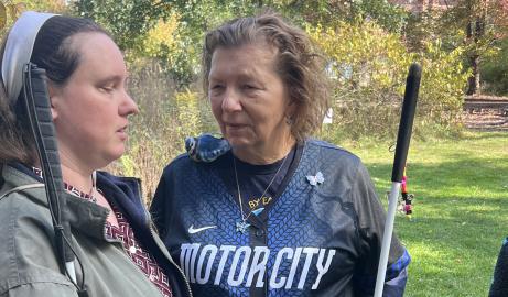 Naturalist Donna Posont leading a bird walk