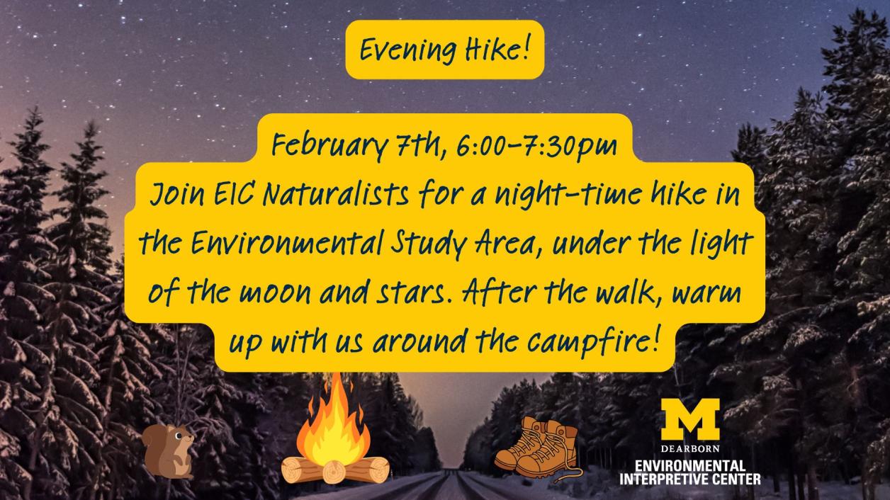 Flyer advertising a night hike at the Environmental Interpretive Center