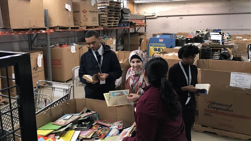 Sorting Books at the Cleveland Book Bank