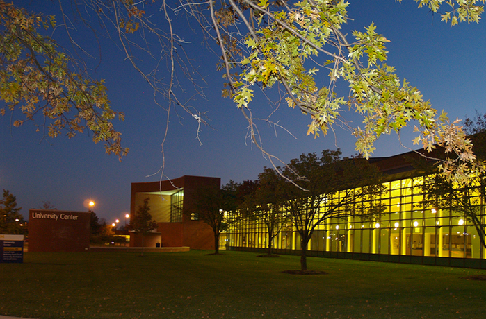 The University Center at night