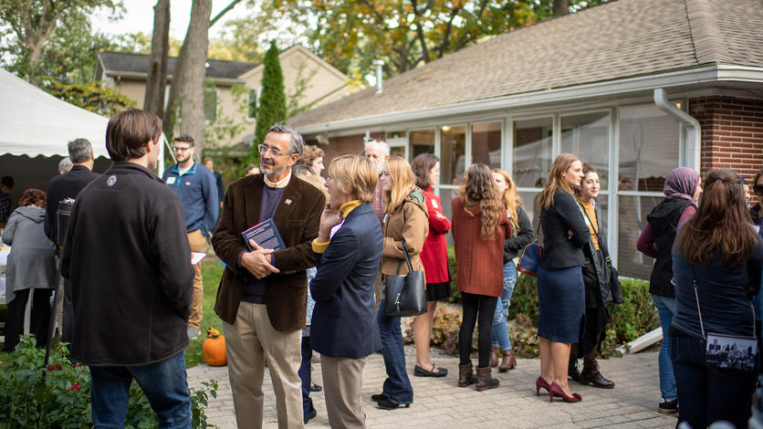 October 11, 2018: Chancellor Grasso and his wife, Susan, host Honors Program students at the chancellor's residence. 