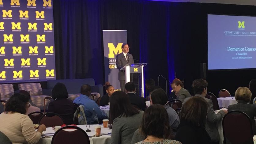 November 16, 2018: UM-Dearborn plays host to the first Opportunity Youth Summit with national and local foundation representatives and community organizations. 