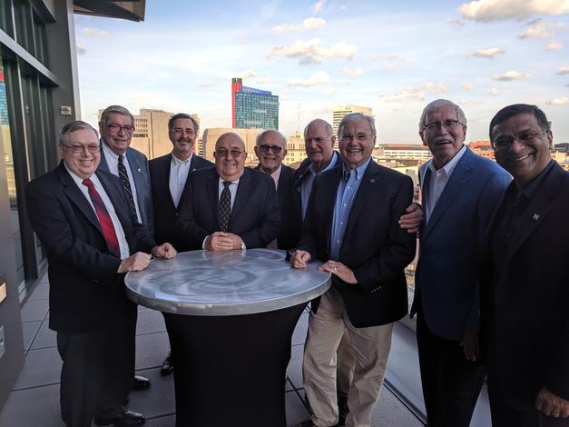 May 25, 2019: Chancellor Grasso and College of Business (COB) Dean Raju Balakrishnan (far right), attend the COB 50th class reunion.