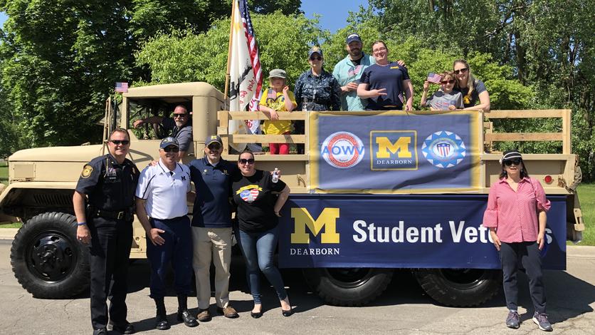 May 27, 2019: Chancellor Grasso participates in the City of Dearborn Memorial Day Parade with the Student Veterans Association.