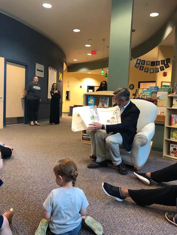 June 19, 2019: Chancellor Grasso tours and reads to the children at the Early Childhood Education Center.