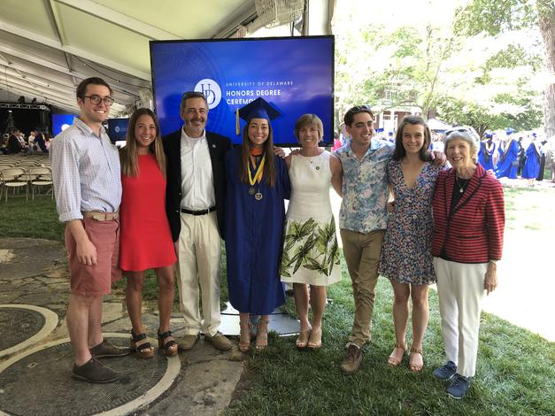 June 1, 2019: Chancellor Grasso and his family celebrate his daughter Caitlin's graduation at the University of Delaware. 