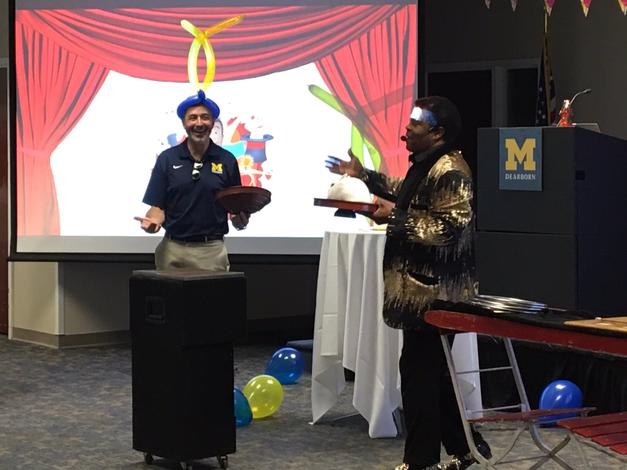 June 21, 2019: Chancellor Grasso participates in various magic tricks and celebrates staff at his first Chancellor's Picnic.