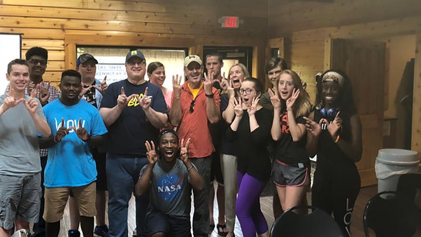 August 20, 2018: Chancellor Grasso attends the Wolverines-Orientation-Wilderness (W.O.W.) program. Incoming freshmen students meet future classmates and explore self-discovery in this optional four-day outdoor adventure/college prep experience.
