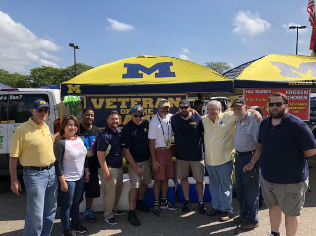 September 15, 2018: Chancellor Grasso attends the UM-Dearborn Veterans tailgate before the Southern Methodist University game at the Big House.