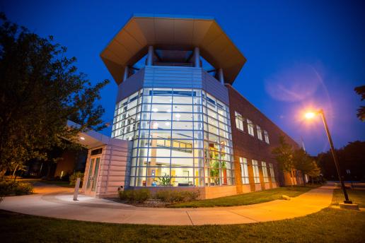 Science Learning and Research Center building at night
