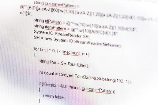 Programming code on a computer screen in the GAME lab
