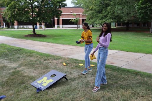 Students Playing Corn Hole at Wolverine Welcome Day