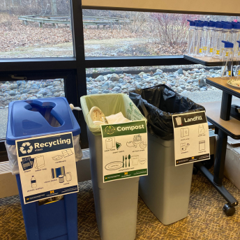 recycling, compost, and landfill bins