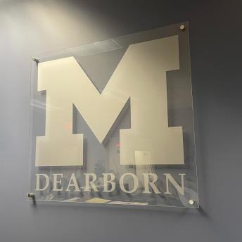 UM-Dearborn logo at CSS Building