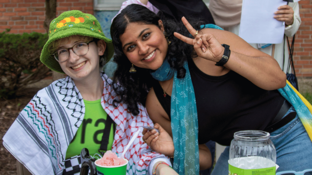 Students pose for a photo at the Go Blue Bash.