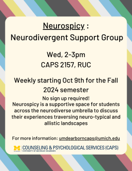 Neurospicy support group flyer