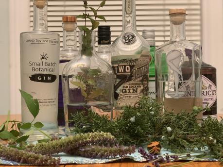 Gin from local Detroit distilleries made from botanicals