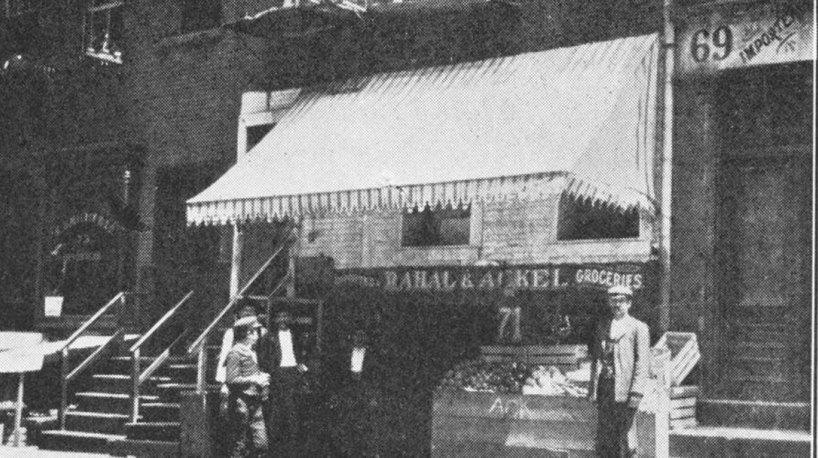 Photo of Syrian grocery store in NYC circa 1915. Photo courtesy Washington Street Historical Society