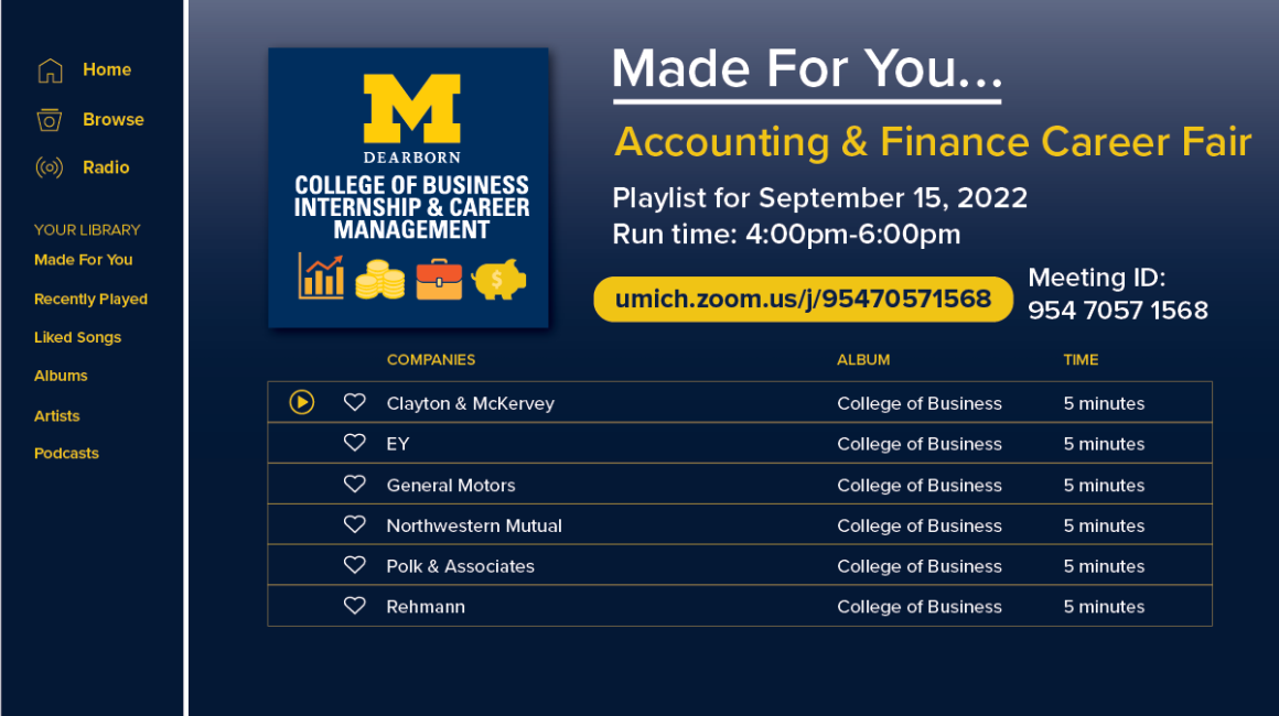 Accounting and Finance Career Fair September 15