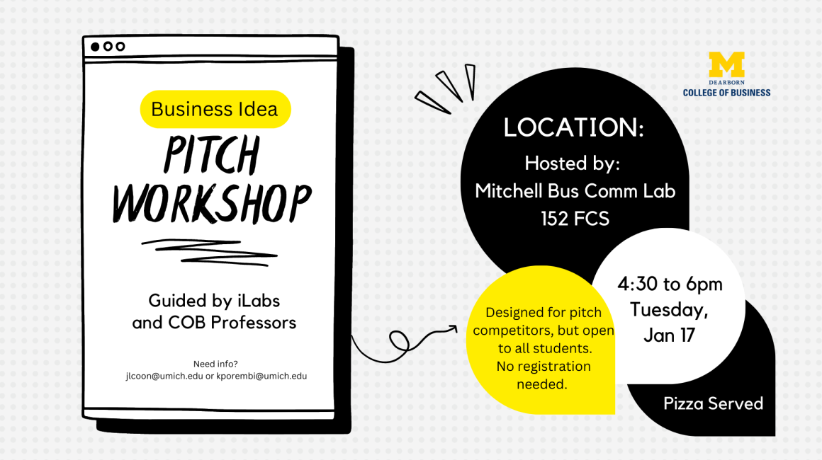 Business Idea Pitch Workshop flyer