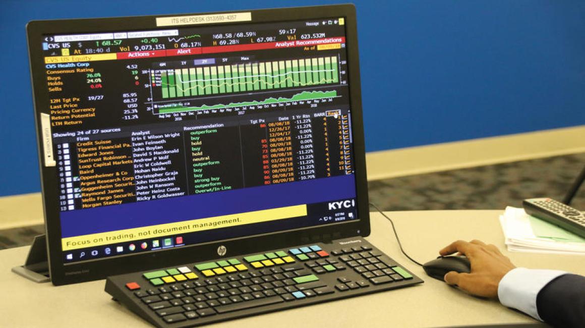 Computer screen of the Bloomberg terminal