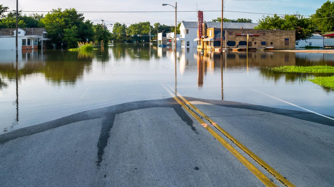 Flooded city street