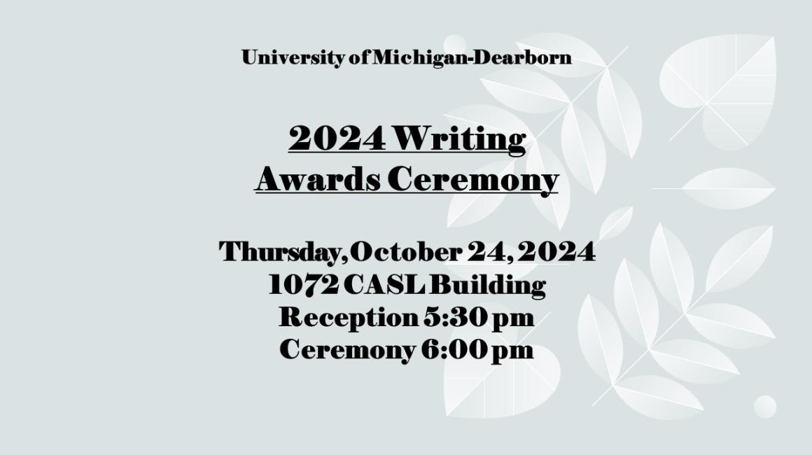 Image of Writing Awards Ceremony flyer with event details