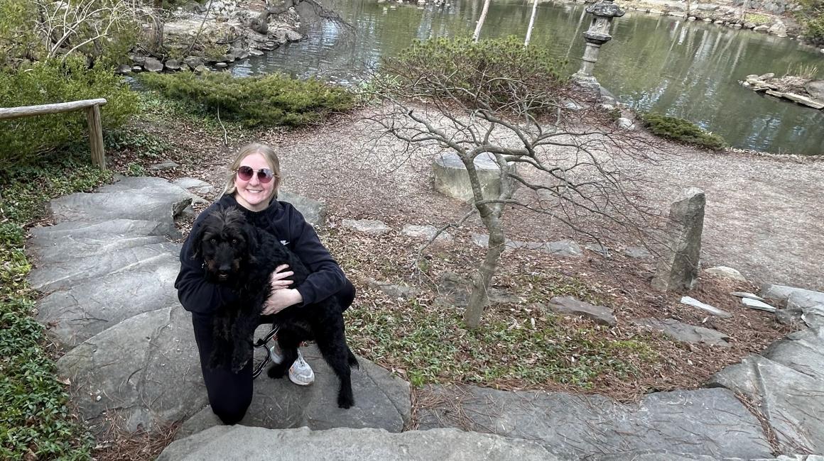 Gift officer Erin Vestrand and her dog Sherlock Bones